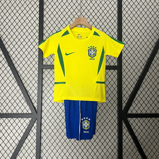 Kids Retro Football Kit Brazil 2002