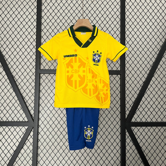 Kids Retro Football Kit Brazil 1994